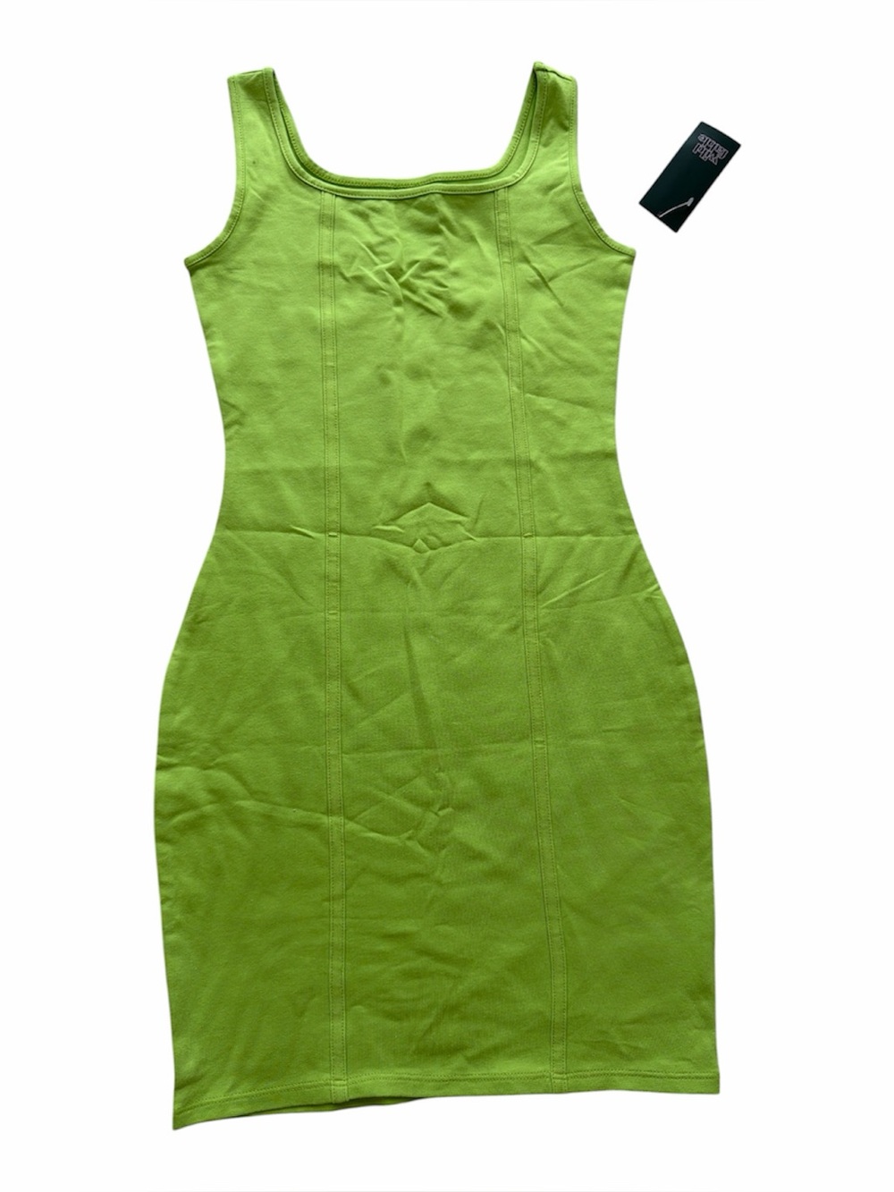 wild fable Lime Green Square-Neck Bodycon Mini Dress